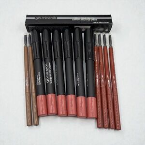 GLO MINERALS MAKEUP BUNDLE – SUEDE MATTE LIP CRAYONS & BROW DEFINERS (LOT#47)